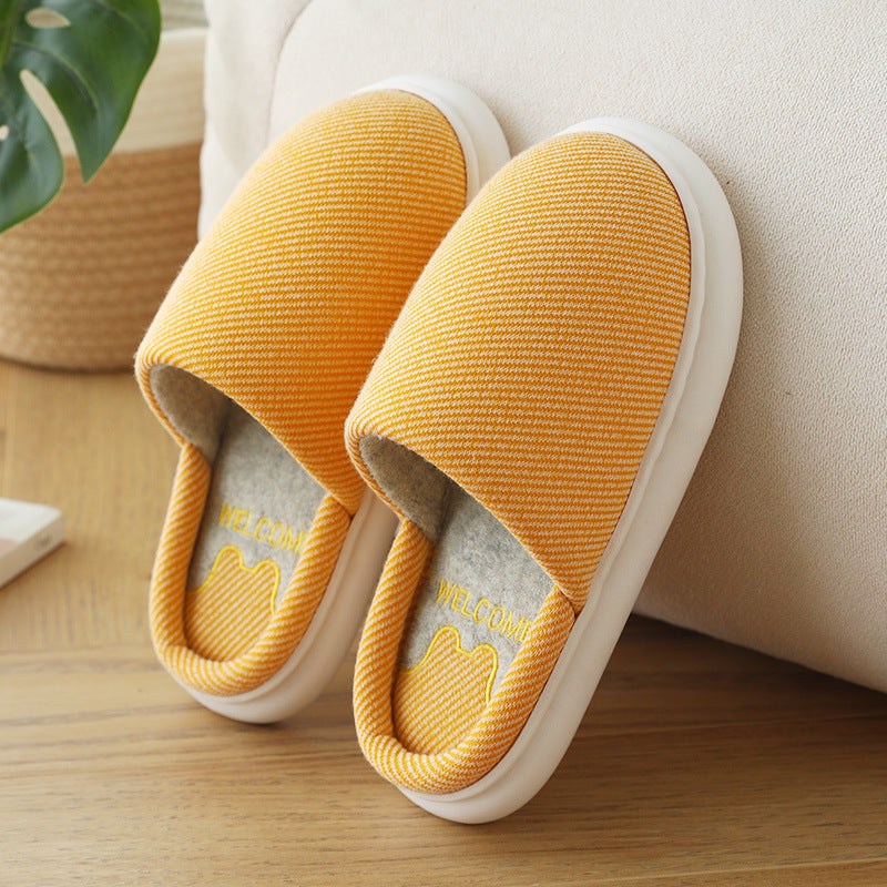 Autumn New Linen Women's Four Seasons Home Indoor Platform Slippers