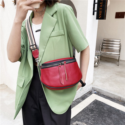 Women's Fashion Leather One-shoulder Cross-body Small Chest Bag