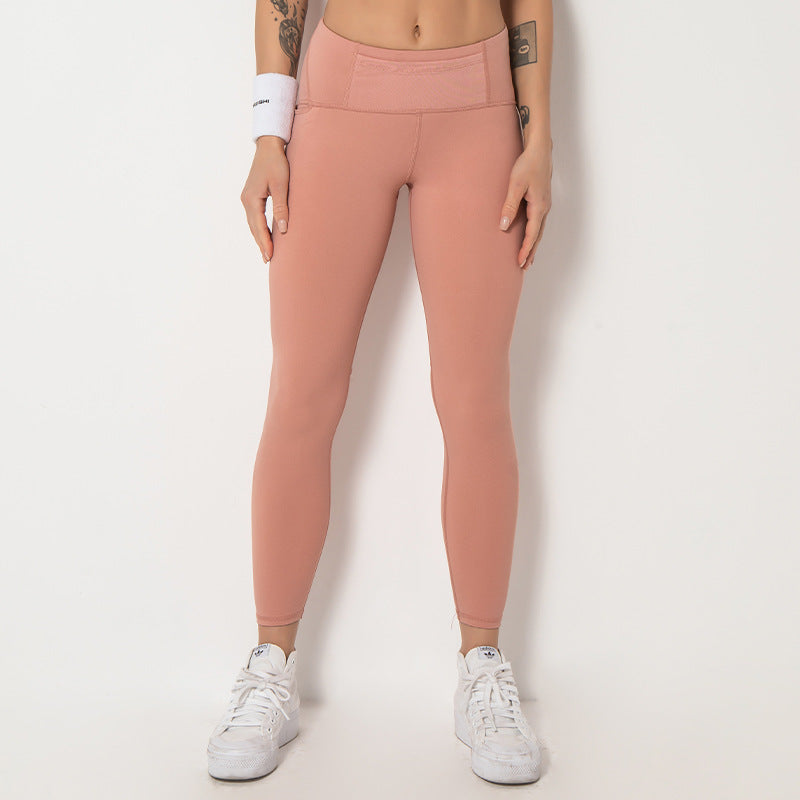 Pocket Fitness Laser Hollow Stitching Hip-lifting Tight-fitting Sports Running Yoga Pants Women