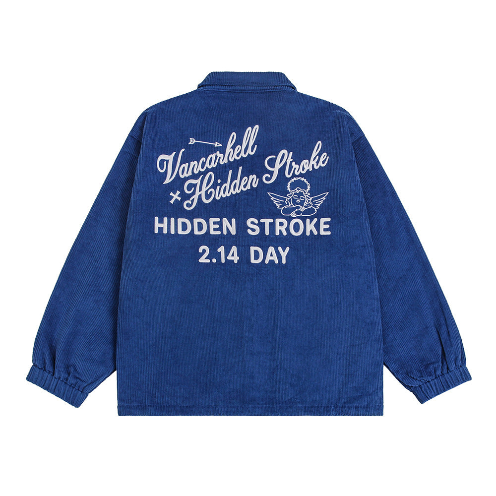 American Street Embroidered Letters Loose Jacket Coat