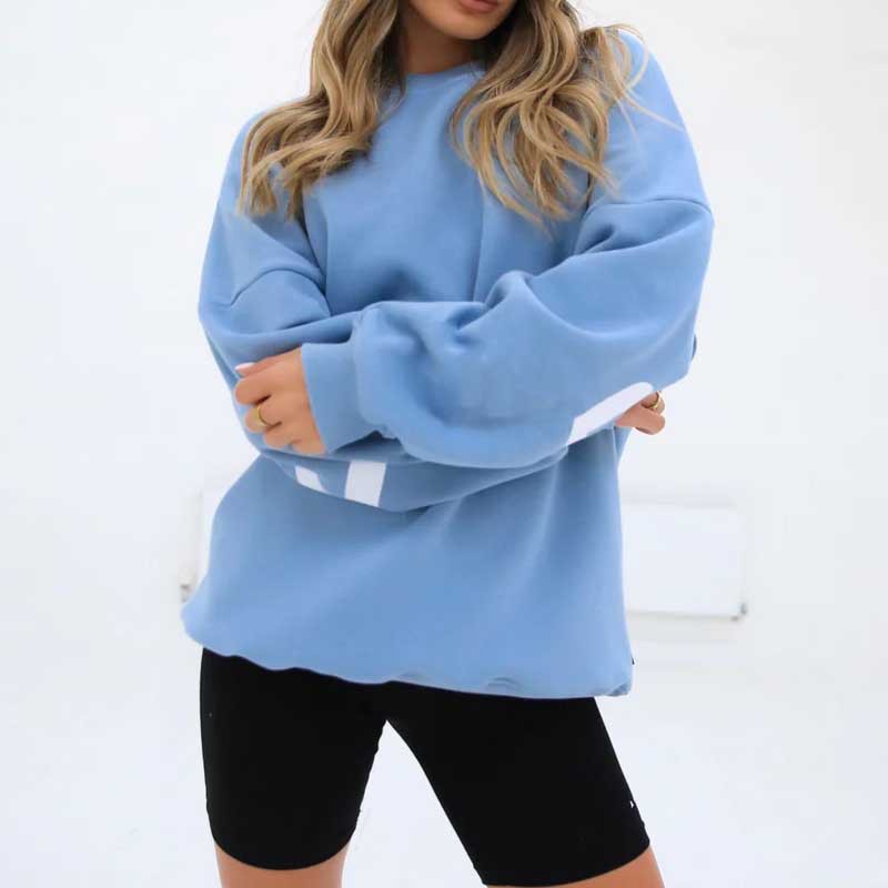 Moderigtig printet tyk langærmet løs sweatshirt