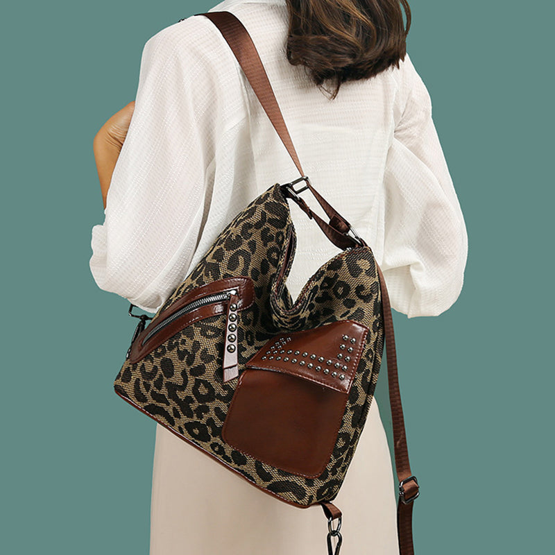 Houndstooth Rygsæk til Kvinder Mode Nitte Design Leopard Skuldertasker