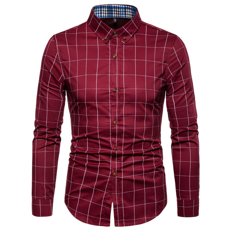 New Mens Slim-fit Floral Long-sleeve Shirt