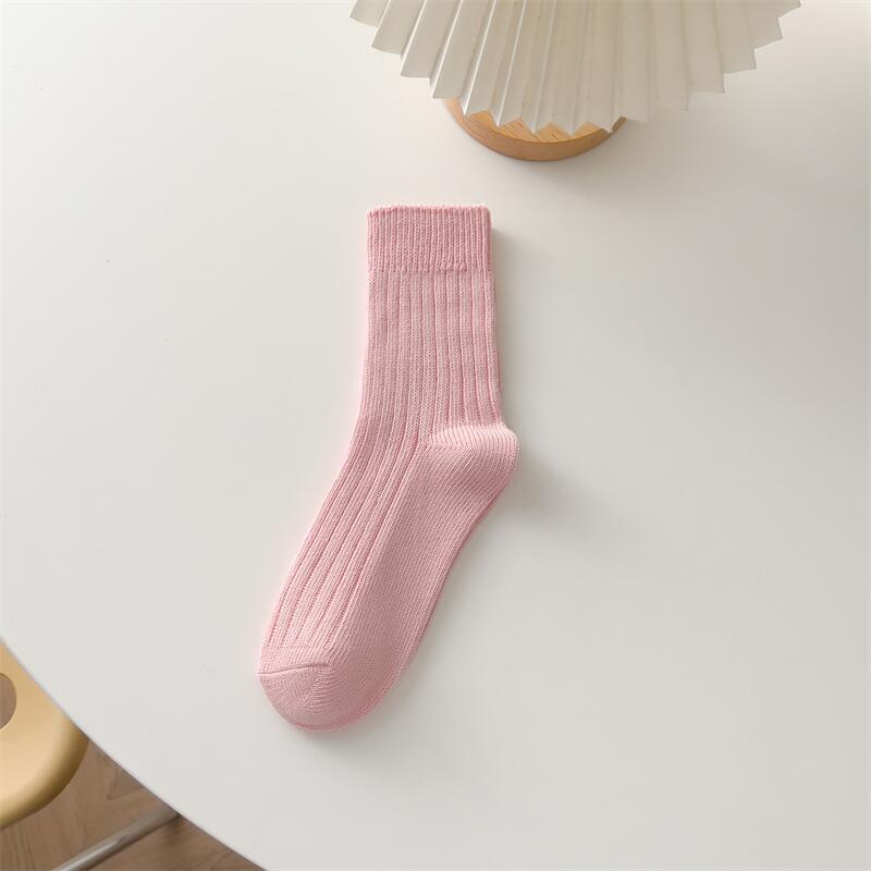 Trendy Solid Color Pile Style Cute Mid-calf Length Socks