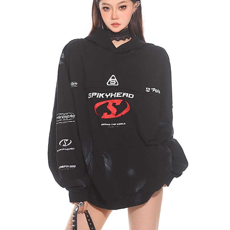 Letter Print Loose Casual Hooded Sweater