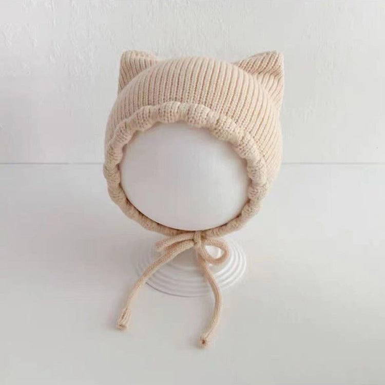Double Angle Cute Earflaps Baby Woolen Cap Knitted Hat