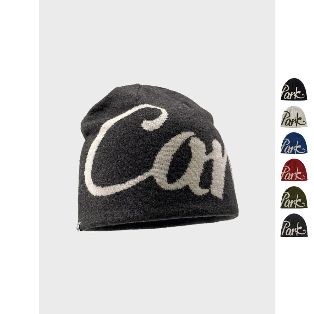 American Street Letter Jacquard Double-sided Wear Knitted Hat