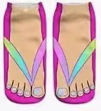 printed Flip-flop Toe Socks 3D-