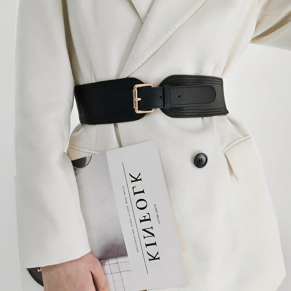 Ladies Elastic Wide Belt Elastic Needle Buckle Waist Cover Commuter Blazer Fall And Winter Accessories