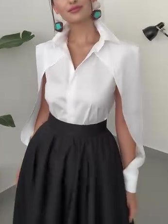 White Hollow Sleeve Shirt