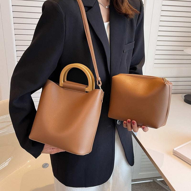 One Shoulder Cross Portable Bucket Bag