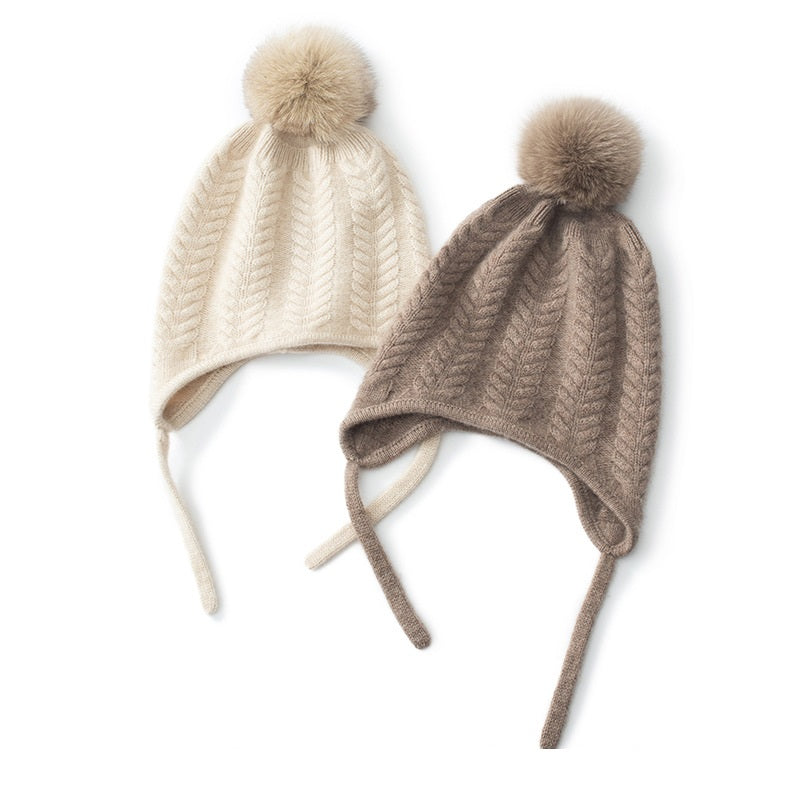 Autumn And Winter New Cashmere Ear Protection Twisted Thickened Solid Color Wool Knitted Hat
