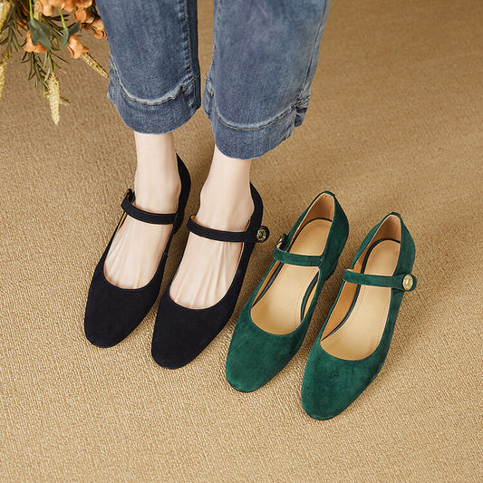 Mary Jane Shoes Season Chunky Heel Pumps Women's Shallow Mouth
