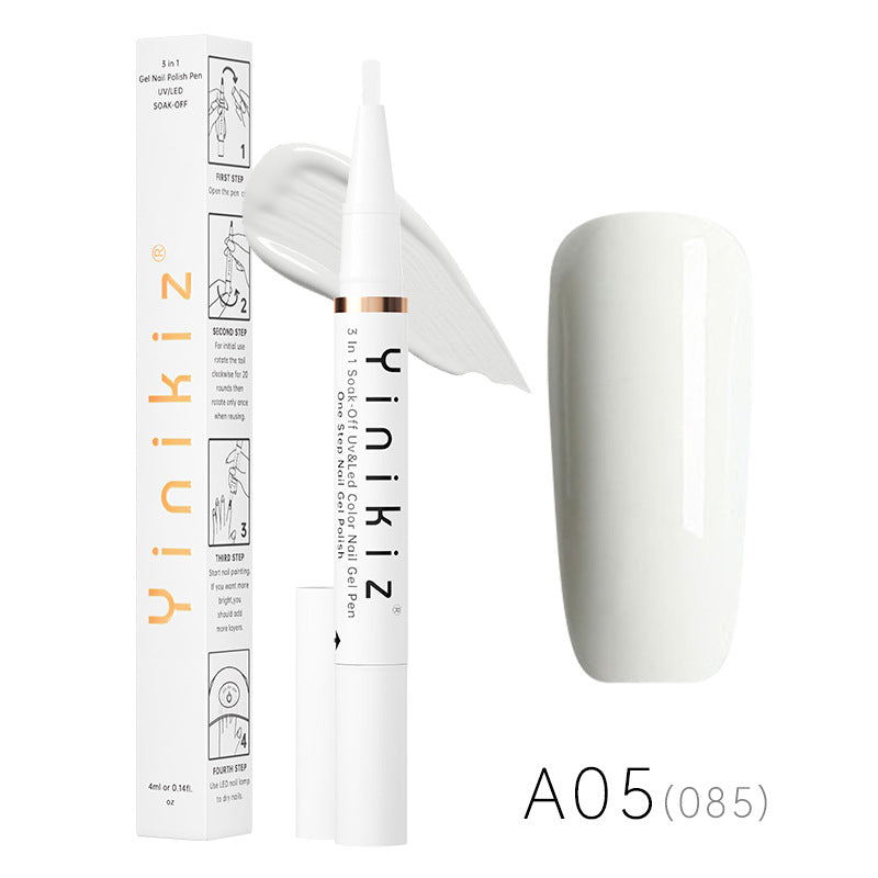 Et-Trins Neglelim Lazy Pen Hvid Tre-i-én UV Neglelak Praktisk Og Hurtig Begynder Manicure