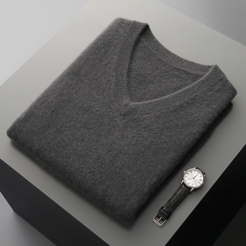 Afslappet ærmeløs V-hals sweater til midaldrende