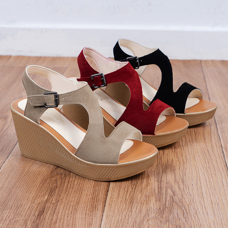 Large Size One-word Buckle Fish Mouth Sandals