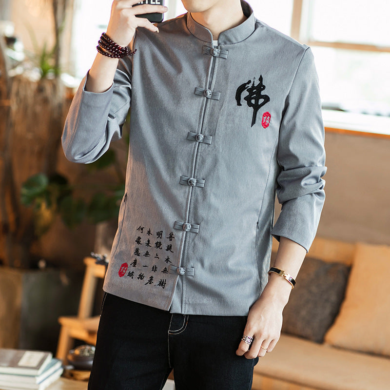 Chinese Style Men's Embroidered Buddha Casual Jacket
