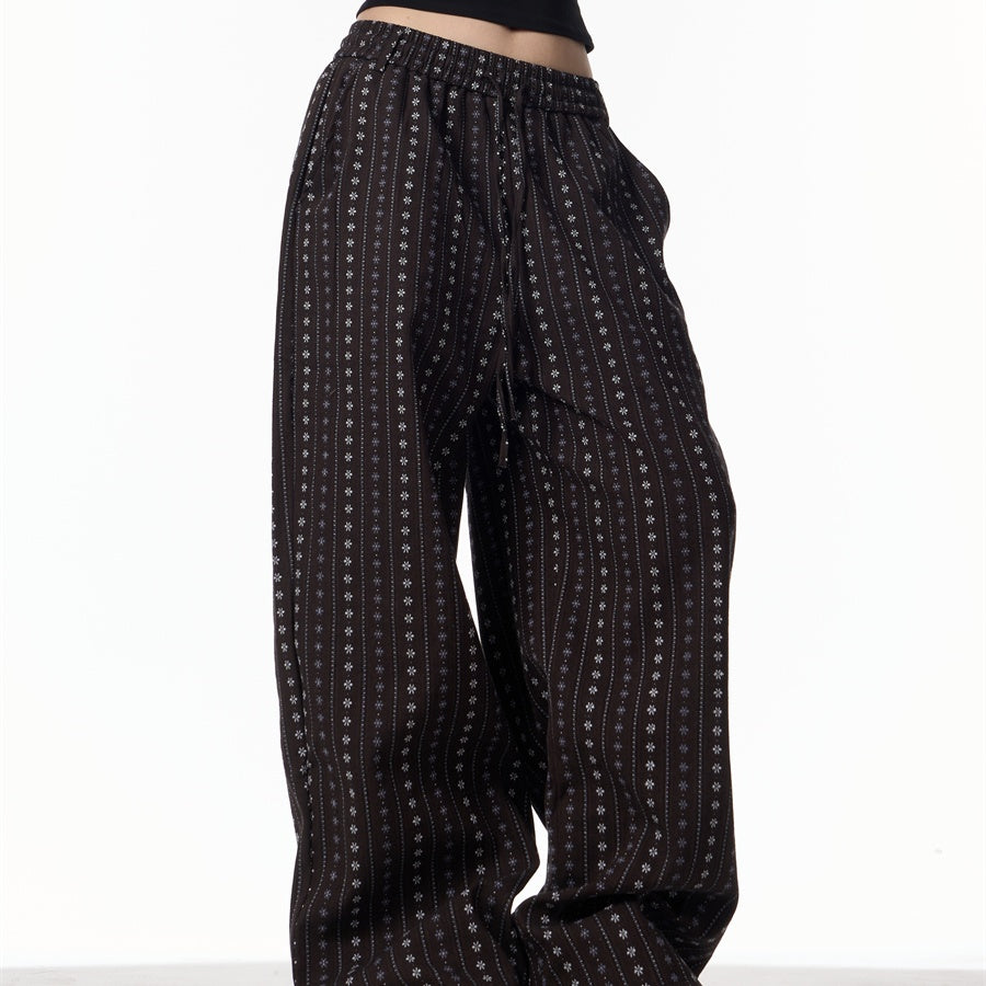 Spring New Retro Jacquard All-matching Straight Wide-leg Pants