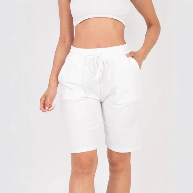 Womens High-waisted Drawstring Workout Shorts