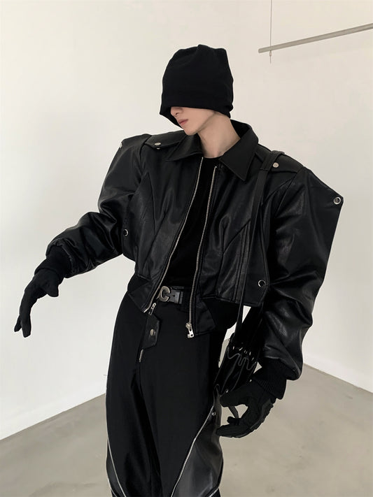 Thickened Short Design Leather Jacket