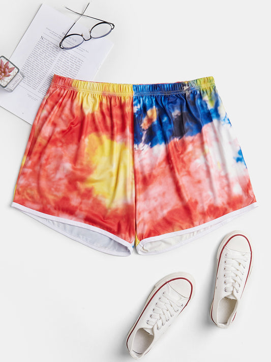 Tie-dye Print Afslappede Shorts Behagelige Hjemme