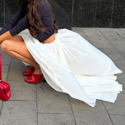 Stylish Flowy White A-line Skirt