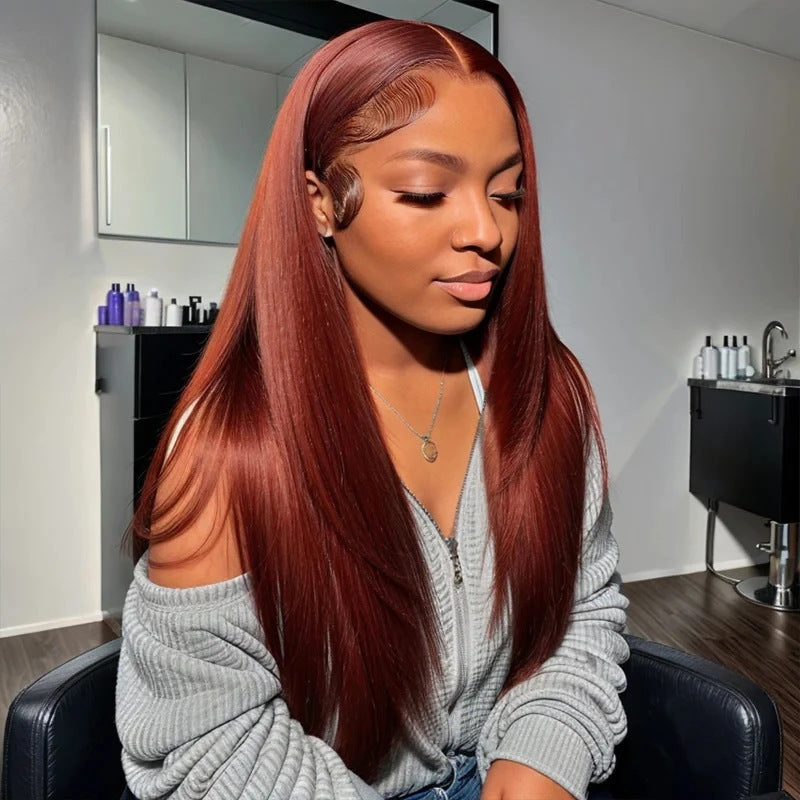 Glat 13x4 Human Hair Lace Front Paryk i ægte hår