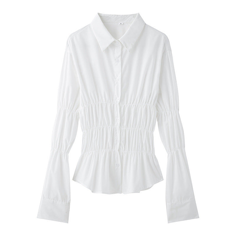 European And American Style Women Long Sleeve Elastic Casual Slim Shirt