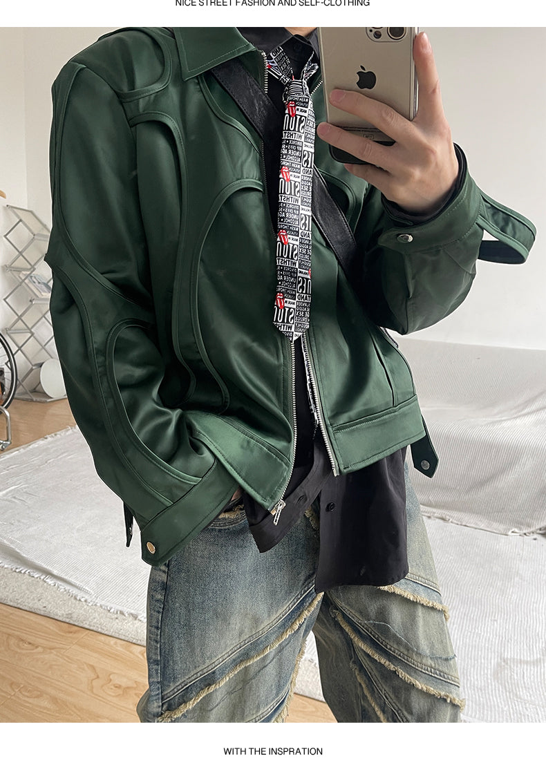 Men's Stitching Solid Color Design Stand-up Collar Jacket