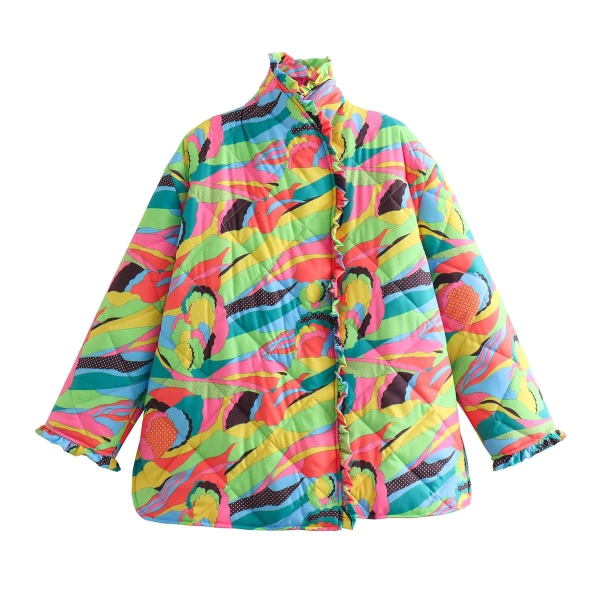 Women's Fashion Printing Large Cotton Coat Jacket