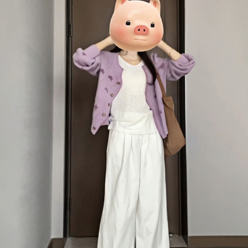 Autumn New Purple Knitted Outerwear Cardigan Top