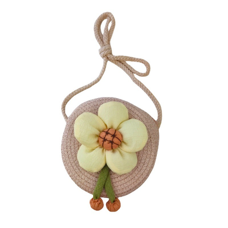 Grass Woven Bag For Children's Cute Crossbody