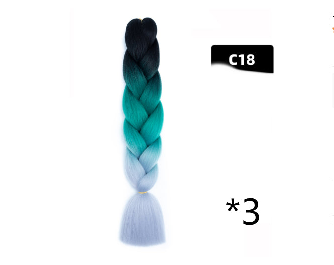 Color Big Braid African Chemical Fiber High Temperature Silk Wig Gradient