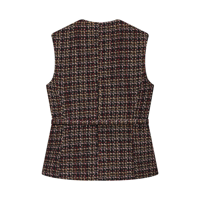 Women's Fashionable Belt Texture Top Vest