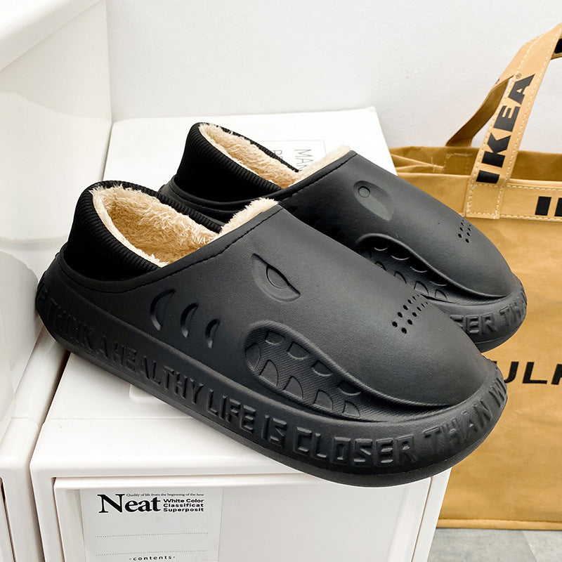 Shark Shoes Winter Soft Slip-on Plush Home Slippers Comfortable House Shoes