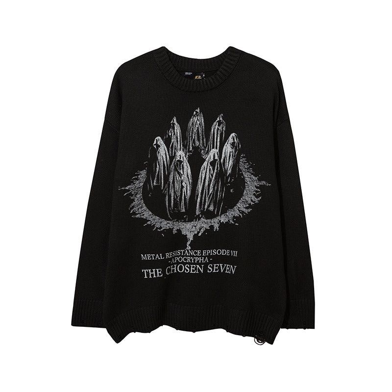 Letter Jacquard Knitted Sweater For Men And Women