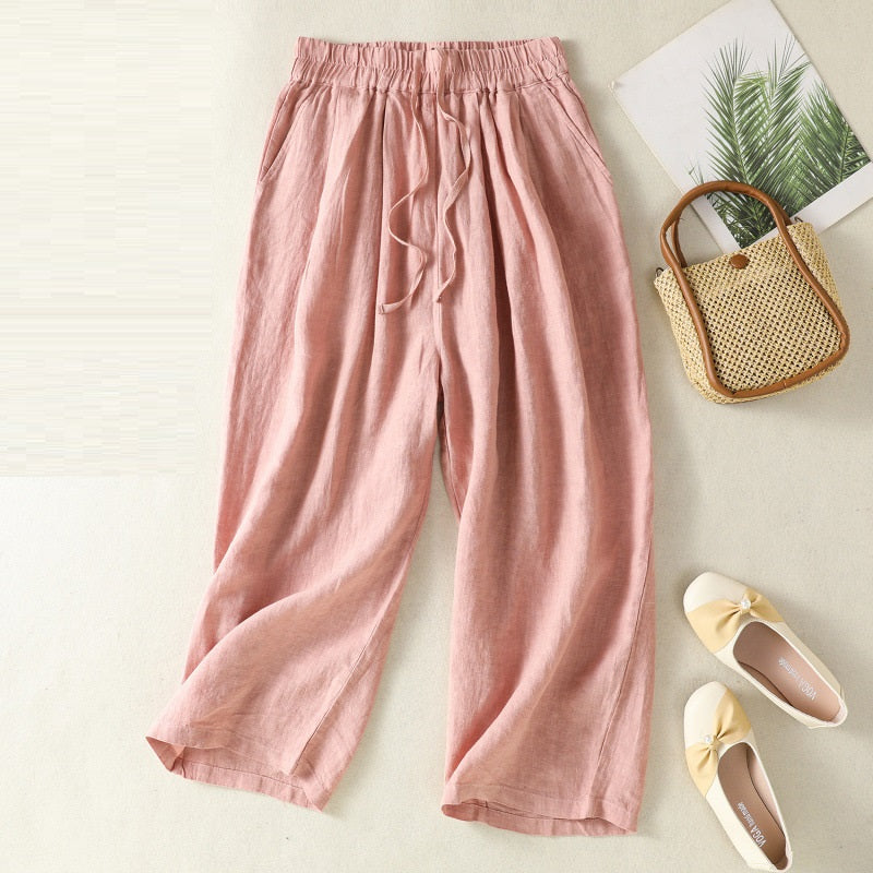 All-matching Loose Casual New Retro Literary Wide Leg Cotton Linen Pants