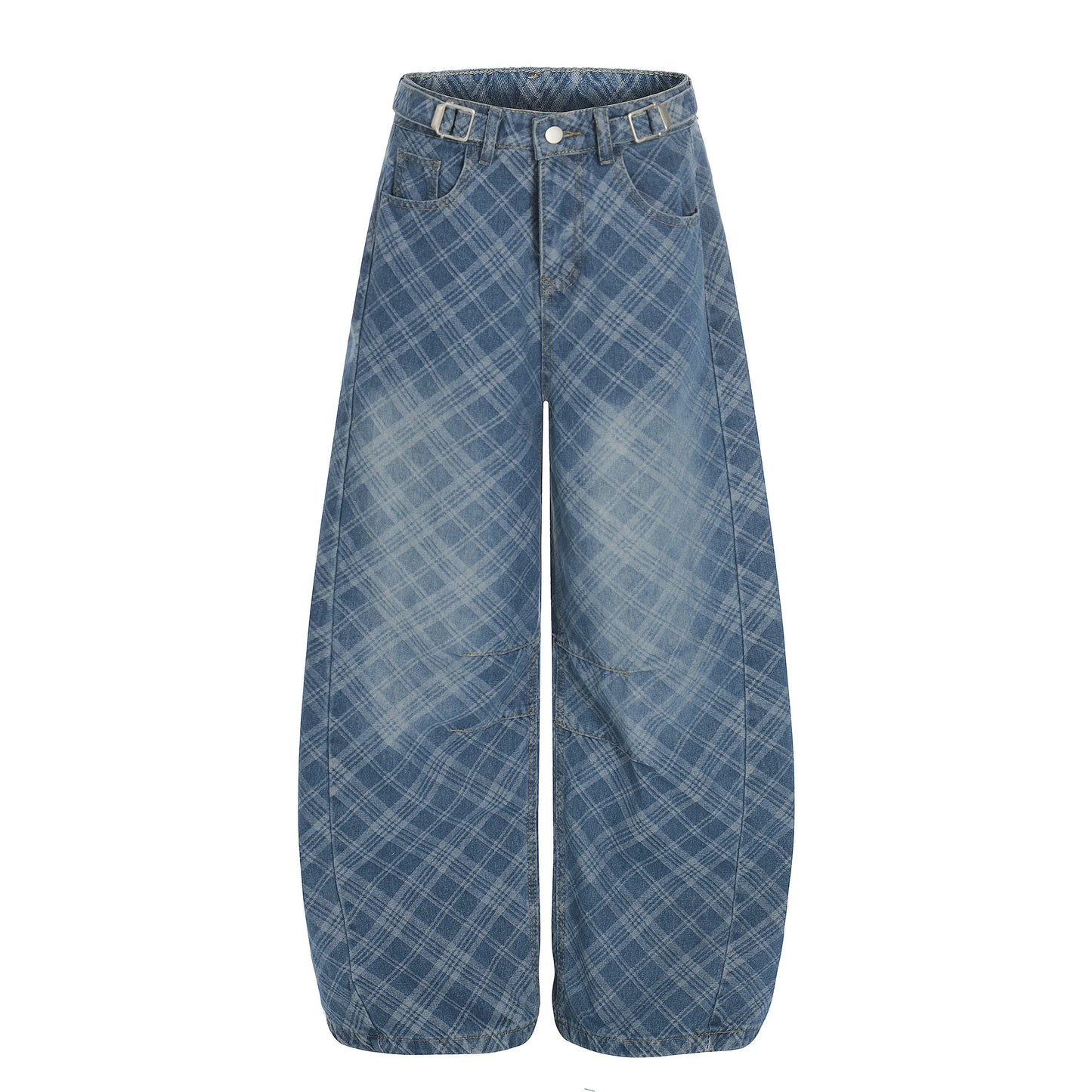 Womens Stylish Washed Trendy Plaid Casual Pants