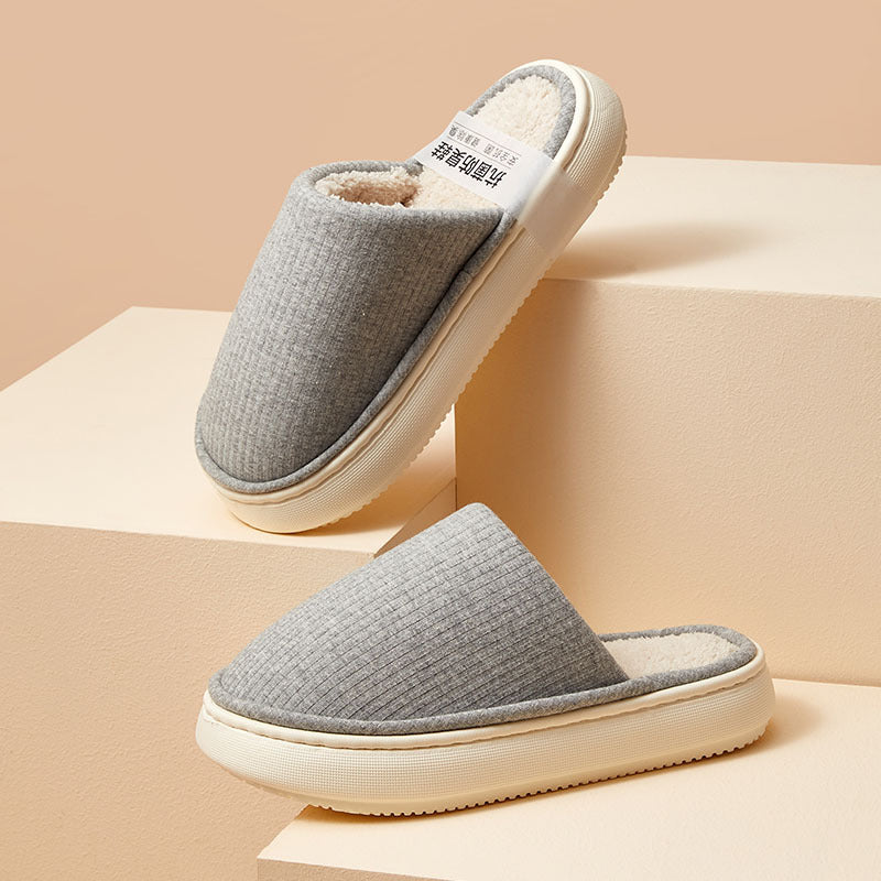 Multicolor Cotton Slippers Solid Color Simple Thick Sole