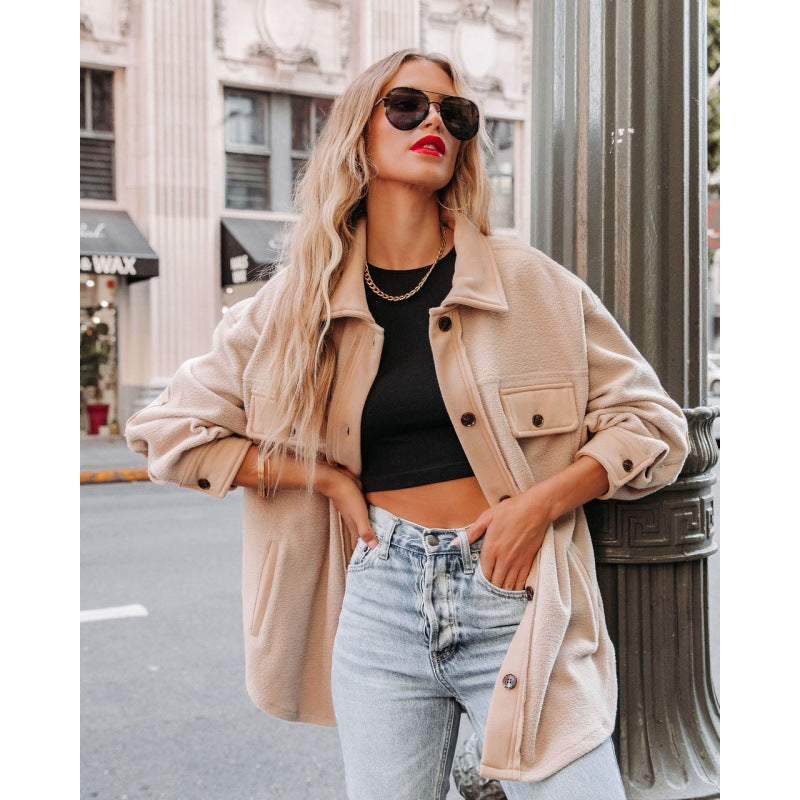 Medium And Long Lapel Style Casual Coat Women