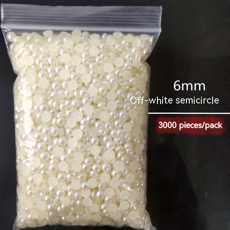 Manicure Flat Semicircle Pure White Rice White Pearl