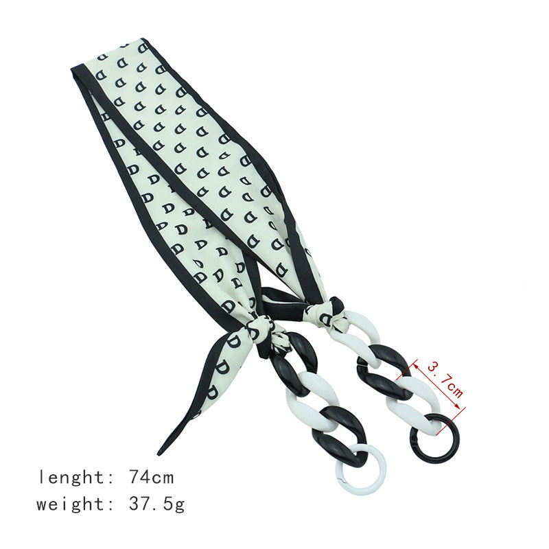 Retro Print Silk Scarf Glasses Chain Hat Windproof Hanging Chain