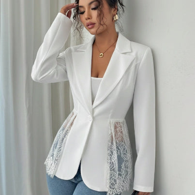 Blazer til kvinder med kontrasterende farver og blonde, slim-fit A-facon