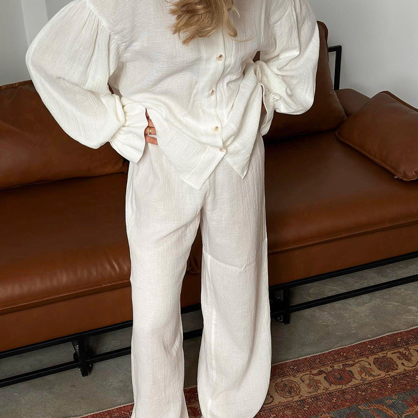 Simple Comfortable All-cotton Breathable Womens Pajama Set 2 Pieces