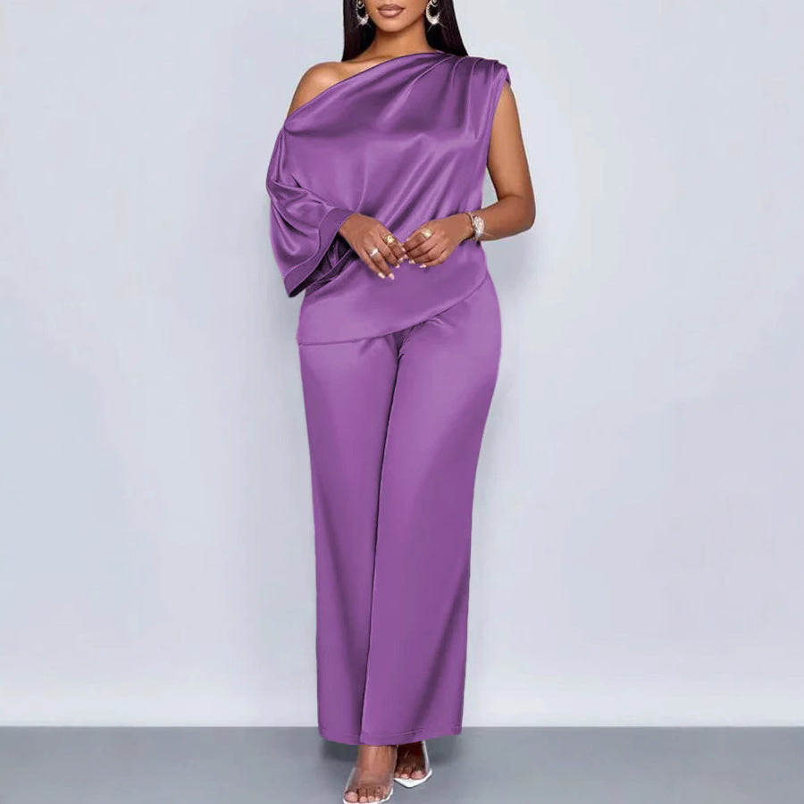 Fashion Casual Women's Satin Suit