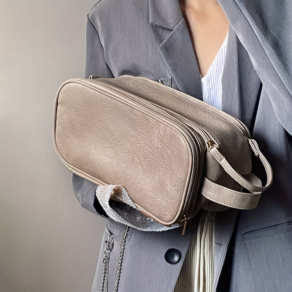 Solid Color Simple Large Capacity Storage Bag