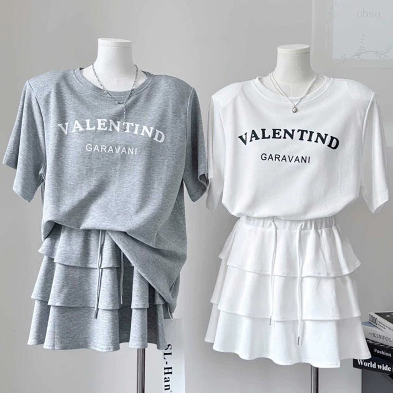 Youthful Two-piece Set Relaxed-fit T-shirt Skirt
