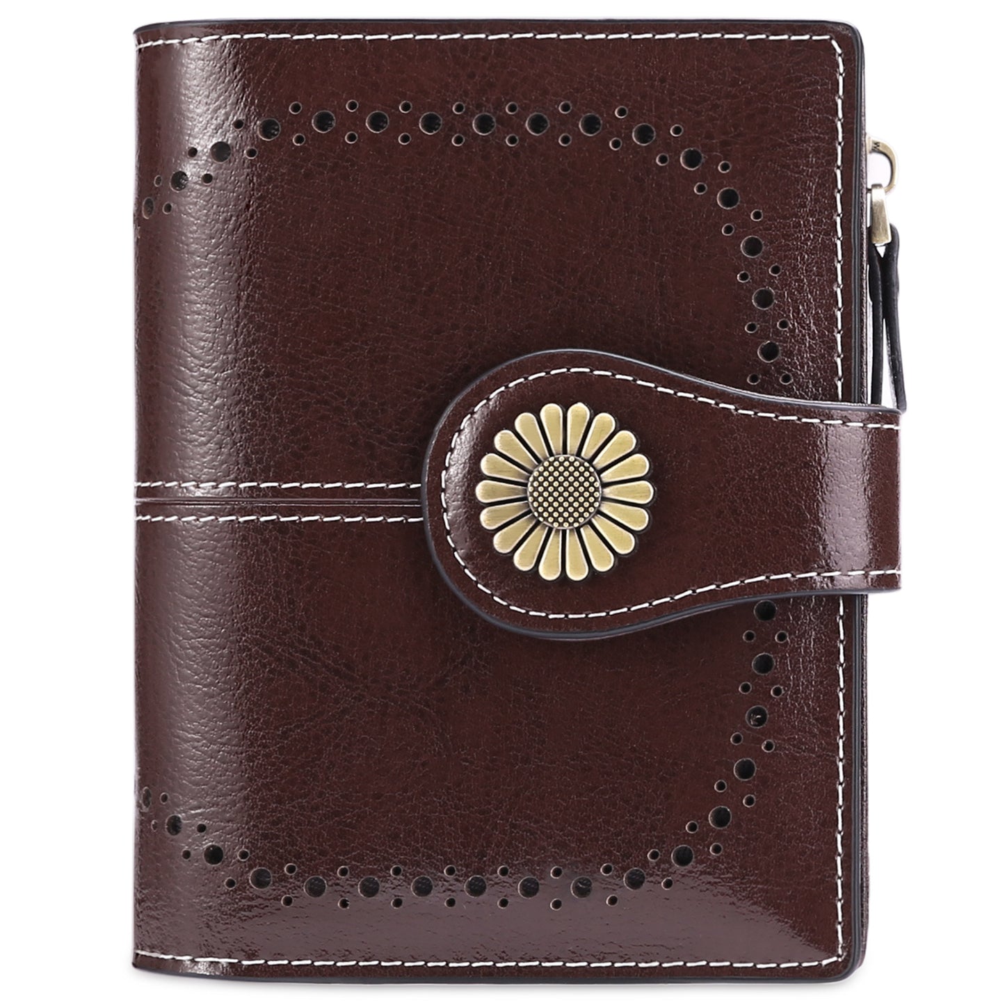 Wallet Women's Short Oil Wax Leather Zipper Card Holder