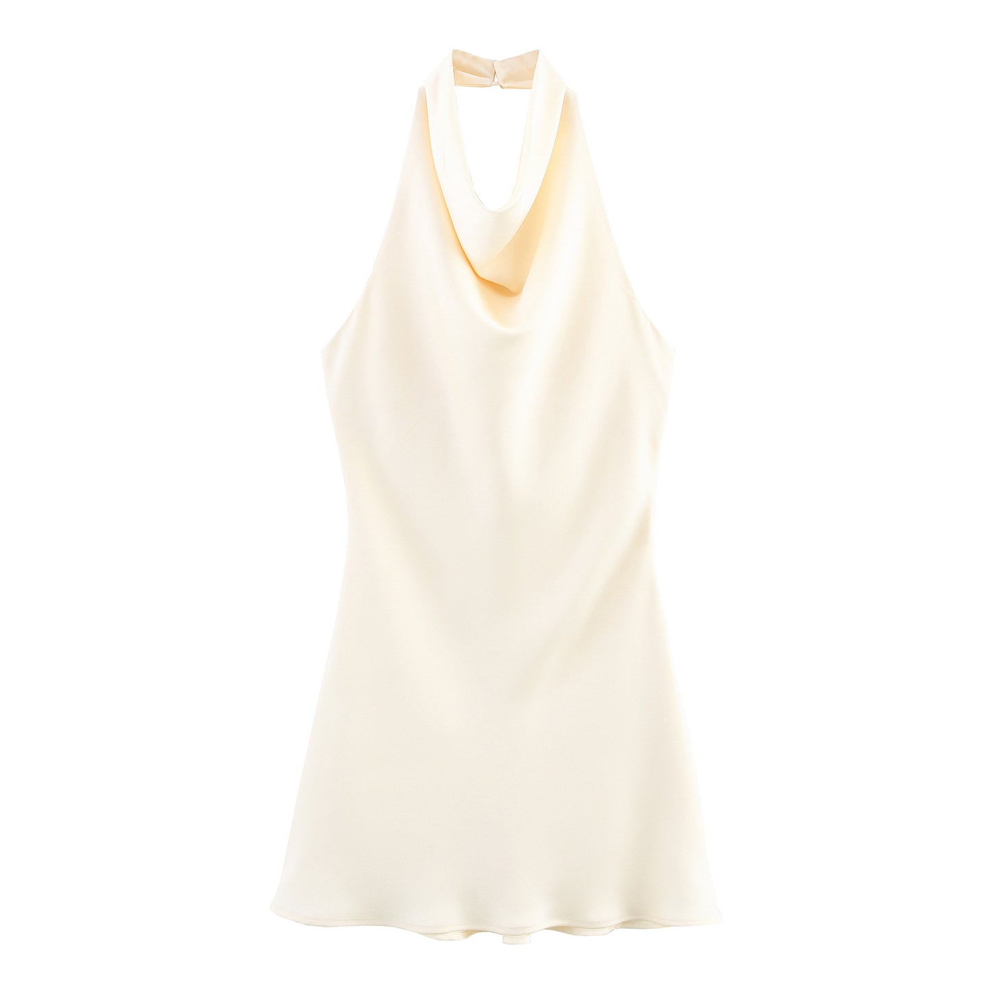 Silk Satin Hanging Collar Spaghetti Straps Sleeveless Dress
