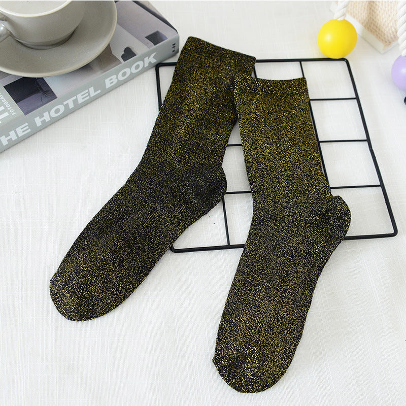 Women's Solid Color Thin Breathable Japanese Lurex Socks